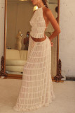 Women Spring Summer Casual Halter Neck Top and Long Skirt two-piece set