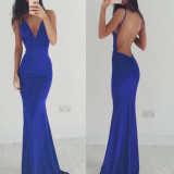 Women 's Fashionable Sexy Strap Low Back Long Cocktail Evening Dress