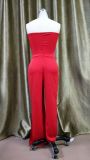 Women 's Solid Color Strapless Formal Party Elegant Jumpsuit