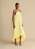 Women Spring Summer Casual Halter Neck Top and Long Skirt two-piece set