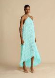 Women Spring Summer Casual Halter Neck Top and Long Skirt two-piece set