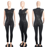 Sequins Round Neck Sleeveless Fashion Sexy Nightclub Jumpsuit