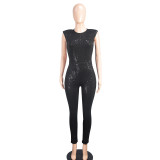Sequins Round Neck Sleeveless Fashion Sexy Nightclub Jumpsuit