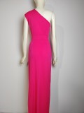 Women 's One Shoulder High Waist Front Slit Chic Dress