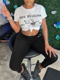 Women sexy short-sleeved Top and Pant two-piece set