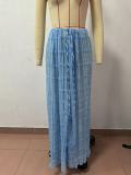 Women Spring Summer Casual Halter Neck Top and Long Skirt two-piece set