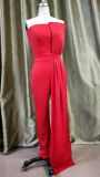 Women 's Solid Color Strapless Formal Party Elegant Jumpsuit