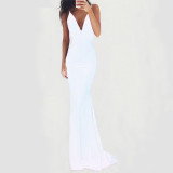 Women 's Fashionable Sexy Strap Low Back Long Cocktail Evening Dress