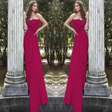Women 's Solid Color Strapless Formal Party Elegant Jumpsuit