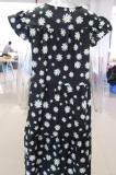 Plus Size Women Summer Dress Round Neck Pink Maple Leaf Casual Beach Dress