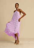Women Spring Summer Casual Halter Neck Top and Long Skirt two-piece set