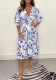 Summer Printed Casual V-Neck Long-Sleeved Dress