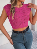 Spring And Summer Hollow Sleeveless Crop Knitting Shirt Holidays Tops Women 's Clothing