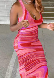 Women wave print dress