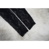 Sexy Women's Sexy See-Through Lace Low Back Lace-Up Jumpsuit