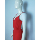 Women 's Fashionable Sexy Strap Low Back Long Cocktail Evening Dress