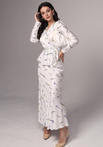 Women 's Spring V-Neck Printed High Waist Long Bodycon Dress Women 's Spring V-Neck Printed High Waist Long Bodycon Dress