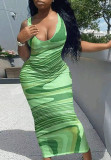Women wave print dress