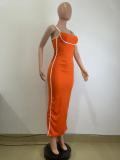 Women Sexy Contrast Color Suspender Dress
