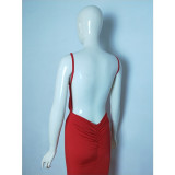 Women 's Fashionable Sexy Strap Low Back Long Cocktail Evening Dress