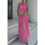 Women Spring Summer Casual Drawstring Holidays Loose Dress