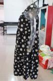 Plus Size Women Summer Dress Round Neck Pink Maple Leaf Casual Beach Dress