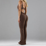Fashion Tight Fitting Yoga Jumpsuit Casual Hollow Seamless Sports Slim Fit Romper