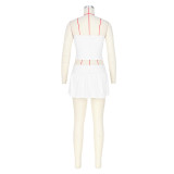 Women Sexy Strapless Pleated Top and Pants and Skirt Two-piece Set