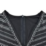 Women Solid V Neck Beaded Long Sleeve Jumpsuit