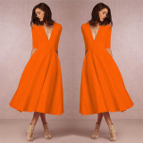 Women Sexy V-Neck Half-Sleeve Dress