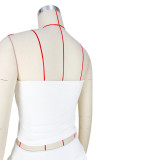 Women Sexy Strapless Pleated Top and Pants and Skirt Two-piece Set