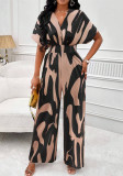 Women Print Bat Sleeves Wide Leg Jumpsuit