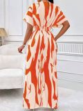 Women Print Bat Sleeves Wide Leg Jumpsuit