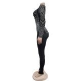 Women Solid V Neck Beaded Long Sleeve Jumpsuit