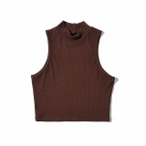 Women Stand Collar Sexy Sleeveless Crop Top