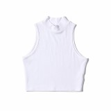 Women Stand Collar Sexy Sleeveless Crop Top