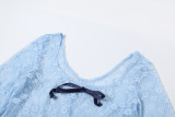 Women Spring Sexy See-Through Hollow Jacquard Long Sleeve Lace Jumpsuit