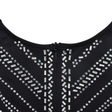 Women Solid V Neck Beaded Long Sleeve Jumpsuit