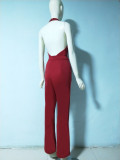 Women Sexy Sleeveless Halter Neck Loose Jumpsuit