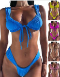Women String Bikini Sexy Solid Swimsuit Two Pieces
