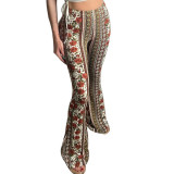 Bohemian Printed High Stretch Tight Fitting Sexy Casual Pants