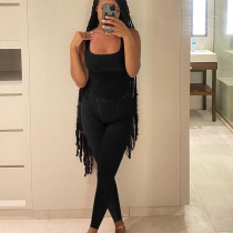 Women's Fashion Ribbed Solid Color Vest Tight Fitting Pants Two-Piece Set Women's Fashion Ribbed Solid Color Vest Tight Fitting Pants Two-Piece Set