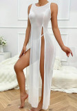 Sexy See Through Mesh Sleeveless Slit Long Dress