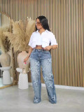 Spring Summer Women's Short Sleeve Solid Color Short Sleeve Crop Shirt