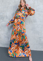 Fashionable Printed Long-Sleeved Top And Pleated Skirt Two-Piece Set Fashionable Printed Long-Sleeved Top And Pleated Skirt Two-Piece Set