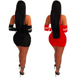 Women Beaded Sexy Gloves Maxi Dress