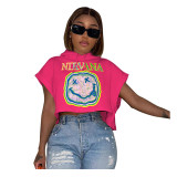 Women Summer Printed Short Sleeve Hooded T-Shirt
