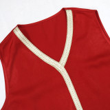 Women Arabian muslim dress Spring sequined web robe two-piece set