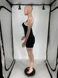 Women's Spring Fashionable Contrast Color Ribbed Tight Fitting Romper Low Back One-Piece Casual Shorts