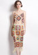 Women Beach Holidays Crochet Hollow Halter Neck Backless Top and Tassel Bodycon Skirt Two-piece Set